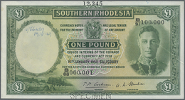 Southern Rhodesia / Süd-Rhodesien: 1 Pound 1938 SPECIMEN, P.10es, Perforated "Specimen" At Lower Mar - Rhodesien