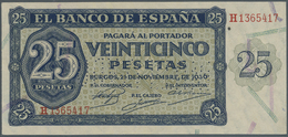 Spain / Spanien: 25 Pesetas 1936 With Cancellation "inutilizado", Regular Serial Number, P. 99s, One - Autres & Non Classés