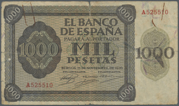 Spain / Spanien: 1000 Pesetas 1936, Burgos, P.103, Seldom Offered Note In Well Worn Condition With A - Other & Unclassified