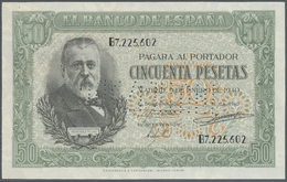 Spain / Spanien: 50 Pesetas 1940 Specimen P. 117s, With Cancellation Perforation, Regular Serial Num - Other & Unclassified