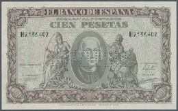 Spain / Spanien: 100 Pesetas 1940 Specimen P. 118s, Cancellation Perforation, Regular Serial Number, - Other & Unclassified