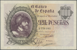 Spain / Spanien: 1000 Pesetas 1940, P.125, Very Popular Note In Nice Condition With Vertical Fold At - Autres & Non Classés