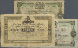 Sweden / Schweden: Set With 3 Banknotes 32 Skilling 1836, 1 Riksdaler 1864 (in F With Annotations, S - Suède