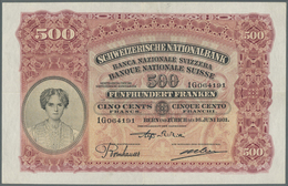 Switzerland / Schweiz: 500 Franken 1931 P. 36b, Great Condition With Only A Center And Horizontal Fo - Svizzera