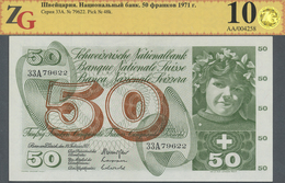 Switzerland / Schweiz: 50 Franken 1971, P.48k In Perfect Condition, ZG Graded 60 Unc - Svizzera
