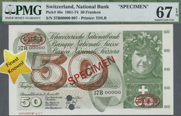 Switzerland / Schweiz: 50 Franken 1972 Specimen P. 48s, PMG Graded 67 Superb GEM UNC EPQ. - Switzerland