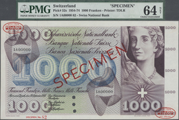 Switzerland / Schweiz: 1000 Franken 1954-74 SPECIMEN, P.52s, Previously Mounted And A Few Minor Spot - Switzerland