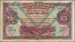 Syria / Syrien: Banque De Syrie Et Du Liban 25 Livres September 1st 1939, Great Item In Still Nice C - Siria