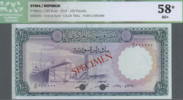 Syria / Syrien: 100 Pounds 1974 Color Trial SPECIMEN, P.98cts, Almost Perfect Condition With Glue Ma - Siria