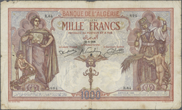 Algeria / Algerien: Set Of 2 Notes 1000 Francs 1926 & 1938 P. 83, Used With Folds And Creases, Cente - Algérie