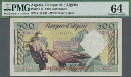 Algeria / Algerien: 500 Francs 1958, P.117 In Perfect Condition, PMG Graded 64 Choice Uncirculated - Algérie