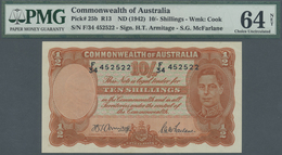 Australia / Australien: 10 Shillings ND(1942) P. 25b, Condition: PMG64 Choice UNC NET (previously Mo - Other & Unclassified