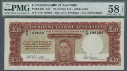 Australia / Australien: 10 Pounds ND(1942), P.28b With Signature Armitage/McFaralane, P.28b PMG 58 C - Altri & Non Classificati