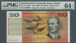 Australia / Australien: 20 Dollars ND(1966) With Signature Coombs & Wilson, P.41a Low Number XAC 000 - Autres & Non Classés