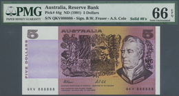 Australia / Australien: 5 Dollars ND(1991), P.44g With Solid Number QKV 888888 PMG 66 Gem UNC EPQ Ra - Other & Unclassified