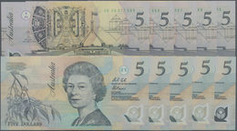 Australia / Australien: Set Of 10 Nearly All Consecutive Notes 5 Pounds ND Polymer With Green Serial - Other & Unclassified