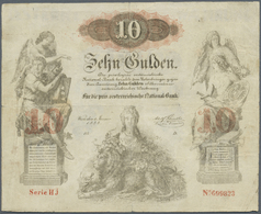 Austria / Österreich: 10 Gulden 1858 P. A85, Vertical And Horizontal Fold, A Few Small Holes Caused - Austria