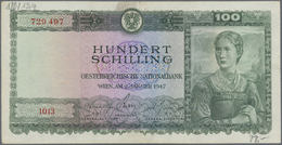 Austria / Österreich: 100 Schilling 1947, P.124, Lightly Stained Paper With Vertical Fold And Some O - Autriche