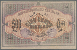 Azerbaijan / Aserbaidschan: 500 Rubles 1920 P. 7, Light Folds In Paper, No Holes Or Tears In Condito - Azerbaigian