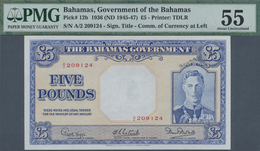 Bahamas: 5 Pounds ND(1945-47) P. 12b, PMG Graded 55 AUNC. - Bahama's