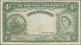 Bahamas: Set Of 2 Notes 4 Shillings ND(1953) P. 13s, Both Used, The First With Several Creases And L - Bahamas