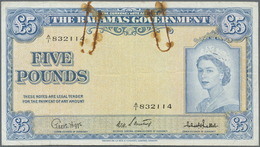 Bahamas: Key Note Of 5 Pounds ND(1953) P. 16, Used With Folds, Seems Pressed And Has 2 Larger Rusty - Bahama's