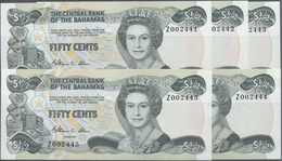 Bahamas: Set Of 5 Pcs CONSECUTIVE REPLACEMENT Notes Of 50 Cents L.1974 P. 42* With Prefix "Z", All I - Bahamas