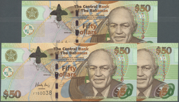 Bahamas: Set Of 3 CONSECUTIVE Notes Of 50 Dollars 2006 P. 75, All In Condition: UNC. (3 Pcs) - Bahamas