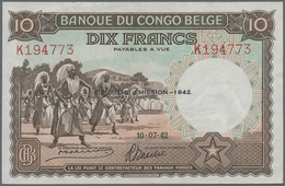 Belgian Congo / Belgisch Kongo: 10 Francs 1942, P.14Ba, Very Nice Condition With A Few Minor Creases - Non Classificati