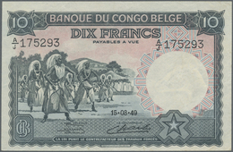 Belgian Congo / Belgisch Kongo: 10 Francs 1949 P. 14E, No Visible Folds, But Pressed, No Holes Or Te - Unclassified