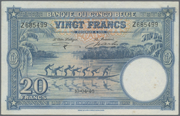 Belgian Congo / Belgisch Kongo: 20 Francs 1946, P.15E, Tiny Brownish Spots And A Few Minor Creases I - Non Classés