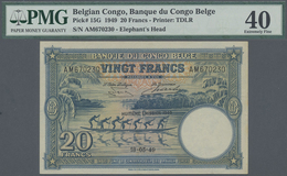 Belgian Congo / Belgisch Kongo: 20 Francs 1949, P.15G, Soft Vertical Fold At Lightly Toned At Right - Non Classificati