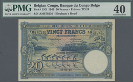 Belgian Congo / Belgisch Kongo: 20 Francs 1949, P.15G, Soft Vertical Fold At Lightly Toned At Right - Unclassified