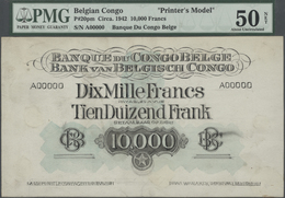 Belgian Congo / Belgisch Kongo: Highly Rare Printers Model Design Of P. 20, 10.000 Francs ND(1942), - Unclassified