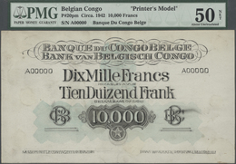 Belgian Congo / Belgisch Kongo: Highly Rare Printers Model Design Of P. 20, 10.000 Francs ND(1942), - Ohne Zuordnung