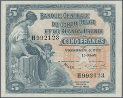 Belgian Congo / Belgisch Kongo: 5 Francs 1953, P.21 In UNC Condition - Non Classificati