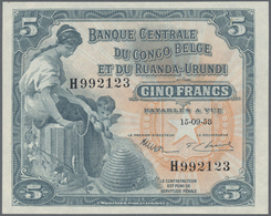 Belgian Congo / Belgisch Kongo: 5 Francs 1953, P.21 In UNC Condition - Zonder Classificatie