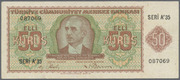 Turkey / Türkei: 50 Kurus L. 1930 (1940-1944) "İnönü" - Interim Issue, P.134 With A Few Vertical Fol - Turkey