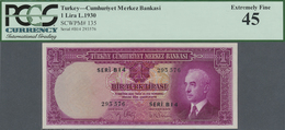 Turkey / Türkei: 1 Lira L.1930 (1940-44), P.135, Excellent Condition With A Few Minor Spots On Back, - Turkije