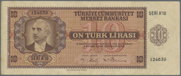 Turkey / Türkei: 10 Lirasi L. 1930 (1942-1947) "İnönü" - 3rd Issue, P.141, Rare Banknote In Still Ni - Turkey