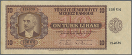 Turkey / Türkei: 10 Lirasi L. 1930 (1942-1947) "İnönü" - 3rd Issue, P.141, Rare Banknote In Still Ni - Turquie