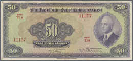 Turkey / Türkei: 50 Lirasi L. 1930 (1942-1947) "İnönü" - 3rd Issue, P.142a, Two Times Vertically Fol - Turquie