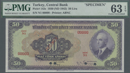 Turkey / Türkei: 50 Lirasi L. 1930 (1942-1947) "İnönü" - 3rd Issue SPECIMEN, P.142s In Almost Perfec - Turquie