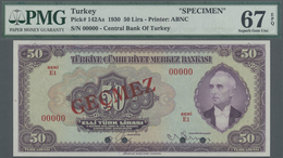 Turkey / Türkei: 50 Lirasi L. 1930 (1942-1947) "İnönü" - 3rd Issue SPECIMEN, P.142As In Perfect Unci - Turkey