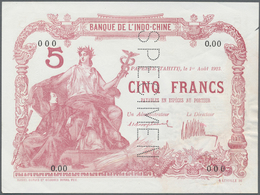 Tahiti: Very Rare Specimen Note Of 5 Francs 1923 Banque De L'Indochine P. 4s, With Vertical Specimen - Autres - Océanie