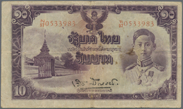 Thailand: 10 Baht ND(1945) P. 48, Used With Folds And Creases, No Holes Or Tears, Still Strongness I - Thaïlande