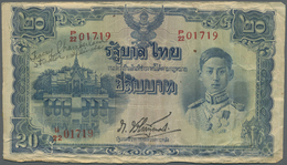Thailand: 20 Baht ND(1945) P. 50, Used With Wavy Paper, Borders Worn, Several Creases, Tape At Left - Thailand