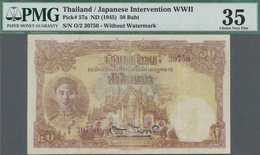 Thailand: Japanese Intervention WW II 50 Baht ND(1945), P.57a, Vertically Folded And Some Other Crea - Thaïlande