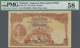 Thailand: Japanese Intervention WW II 50 Baht ND(1945) With Watermark, P.57b In Almost Perfect Condi - Thailand