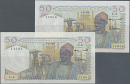 Togo: Pair Of The 50 Francs 1955 Institut D'Émission De L'Afrique Occidentale Française Et Du Togo, - Togo